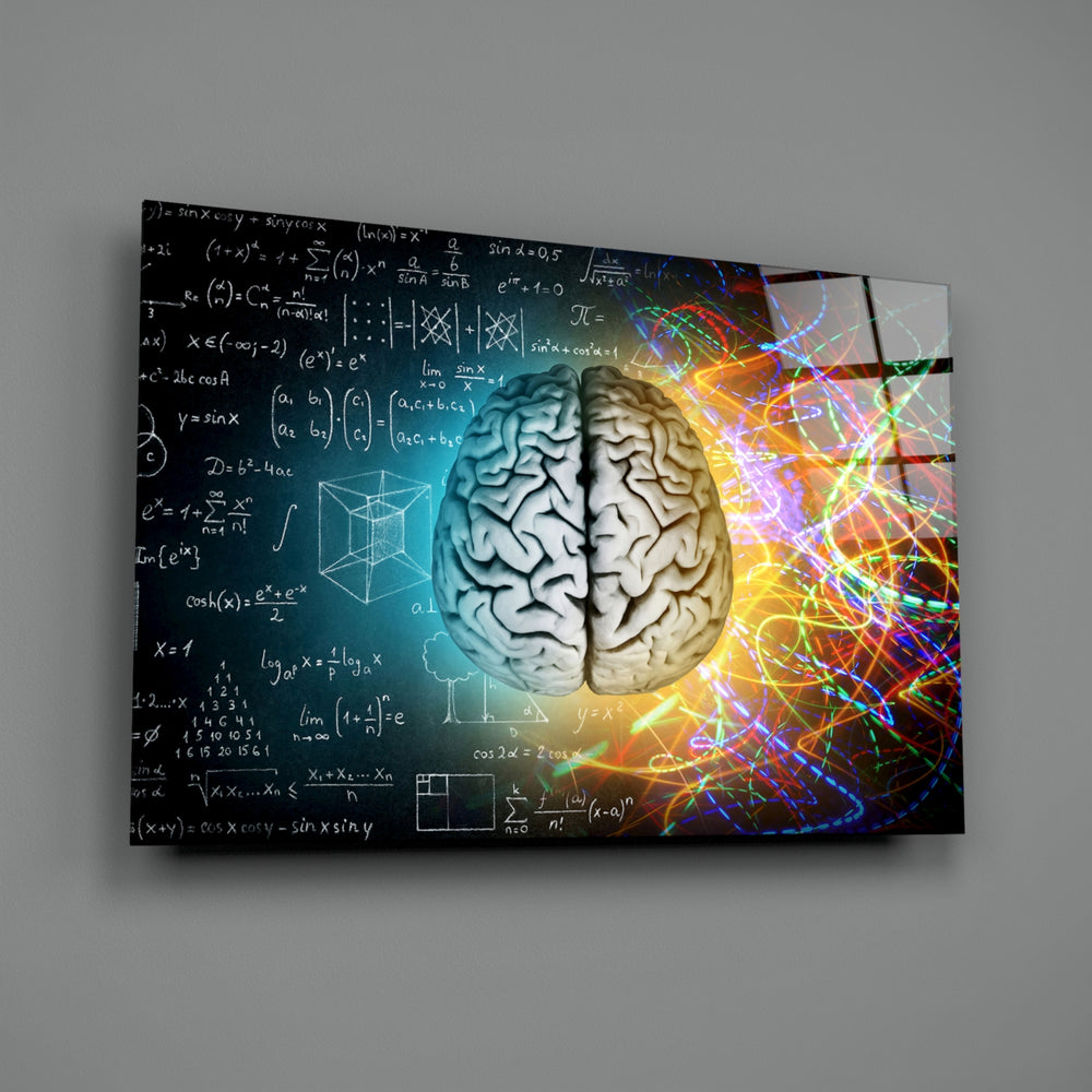 Neuroscience panel anchoring a home office wall