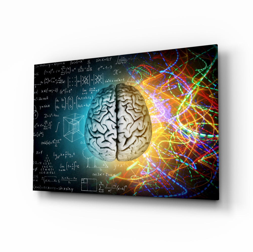 Brain glass wall art in a modern study