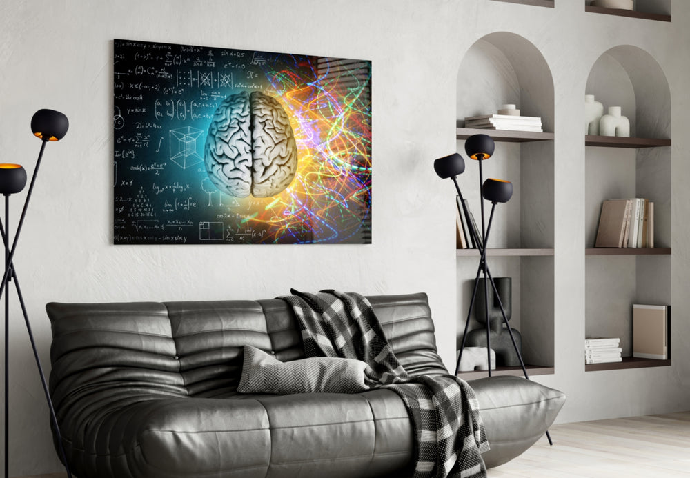 Brain artwork styled in a creative loft interior