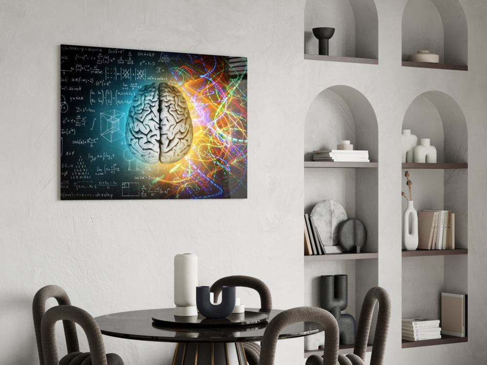 Neuroscience glass print bringing study edge to a designer office