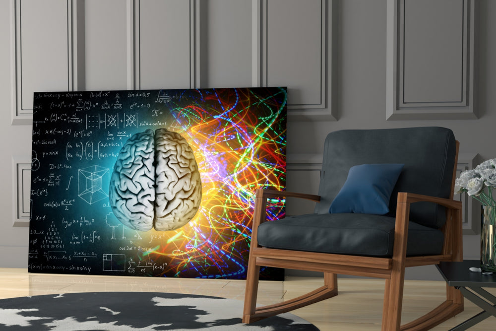 Neuroscience yatay panel against a moody dark-painted accent wall