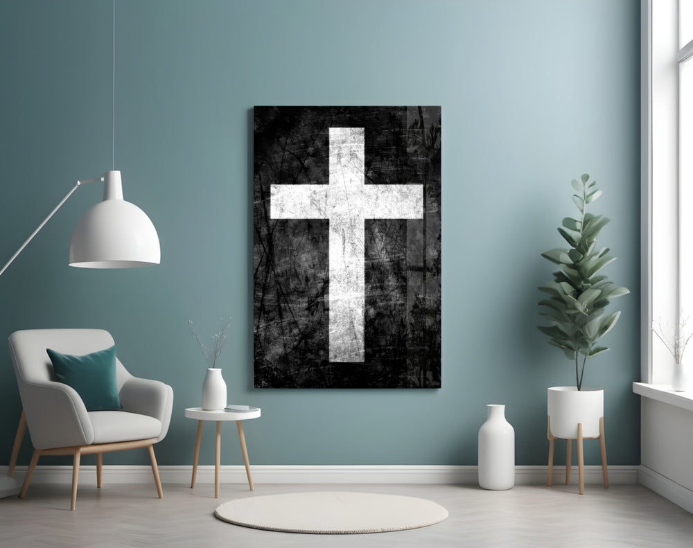 Cross artwork styled in a creative loft interior