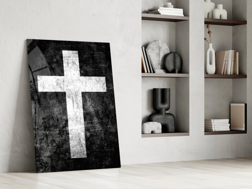 Sacred panel against a moody dark-painted accent wall