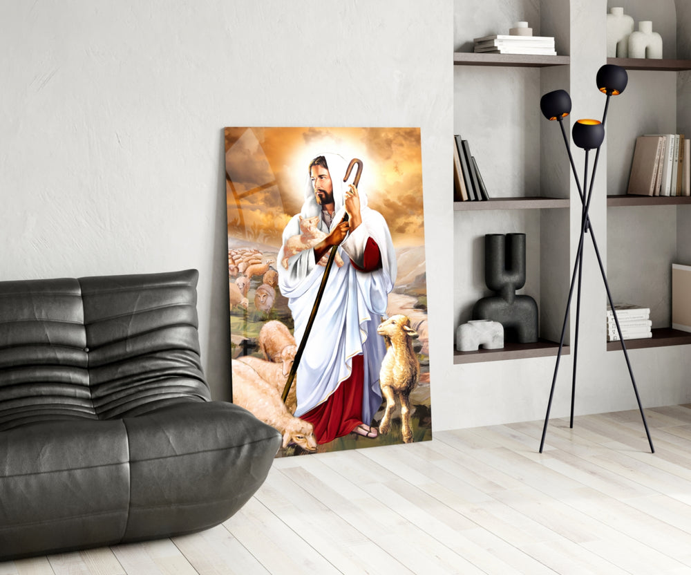 Sacred glass print bringing devotional edge to a child's nursery