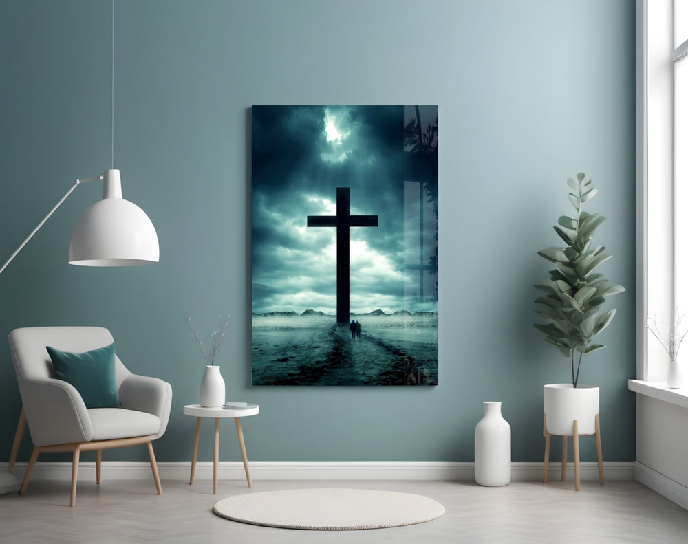 Cross artwork styled in a creative loft interior