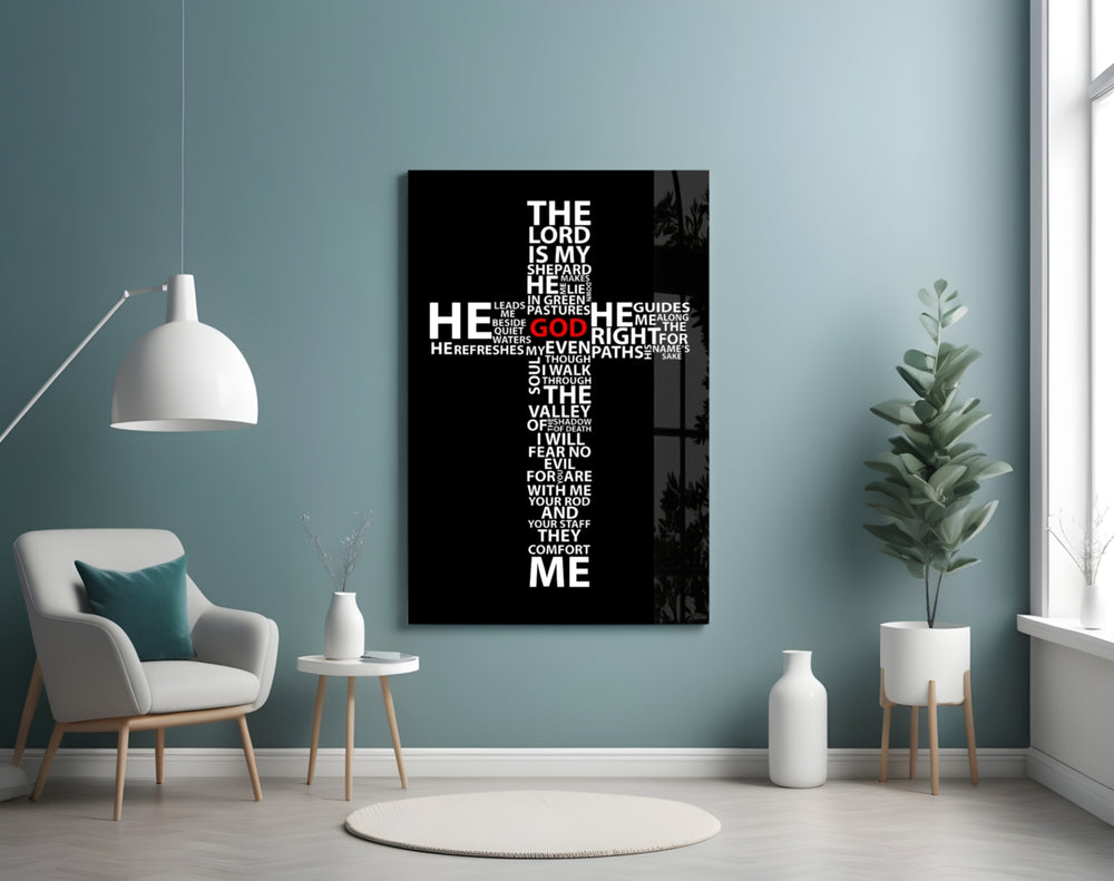 Cross artwork styled in a creative loft interior