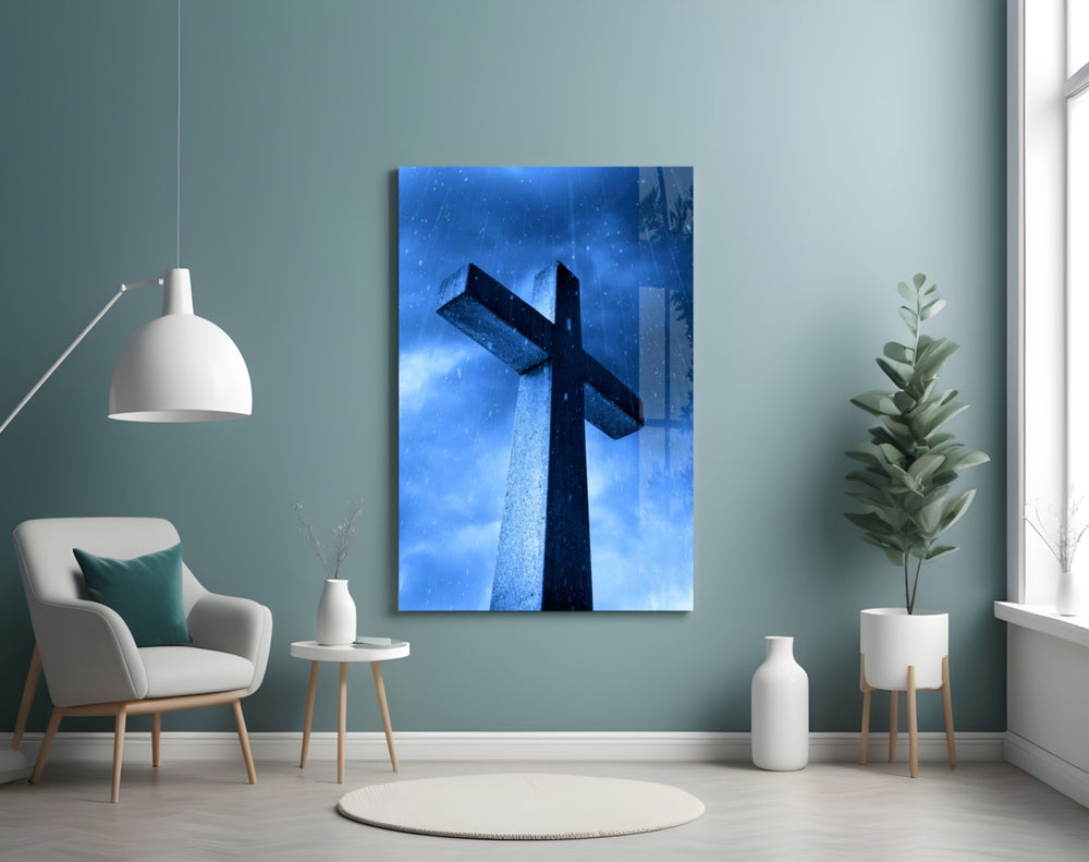 Cross artwork styled in a creative loft interior