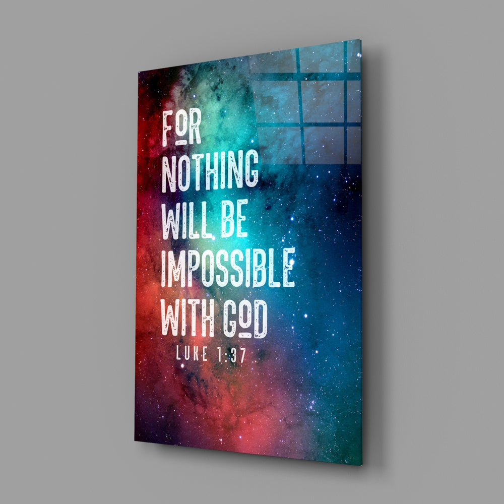Scripture typography panel anchoring a home library wall