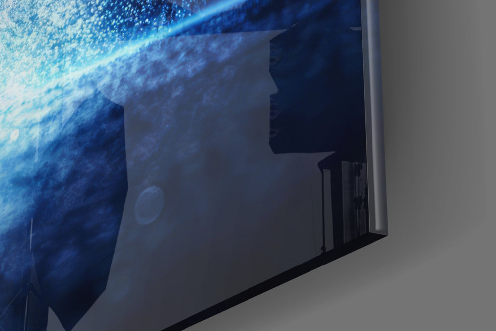 Cinematic artwork in a sacred-leaning living room