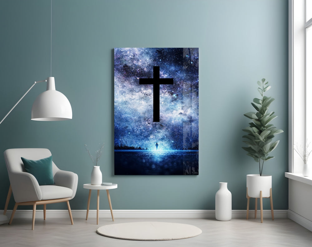 Cross artwork styled in a creative loft interior