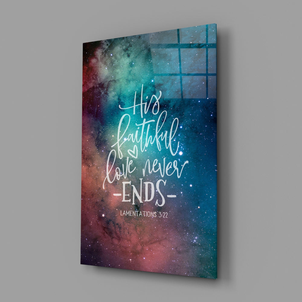 Scripture typography panel anchoring a home library wall