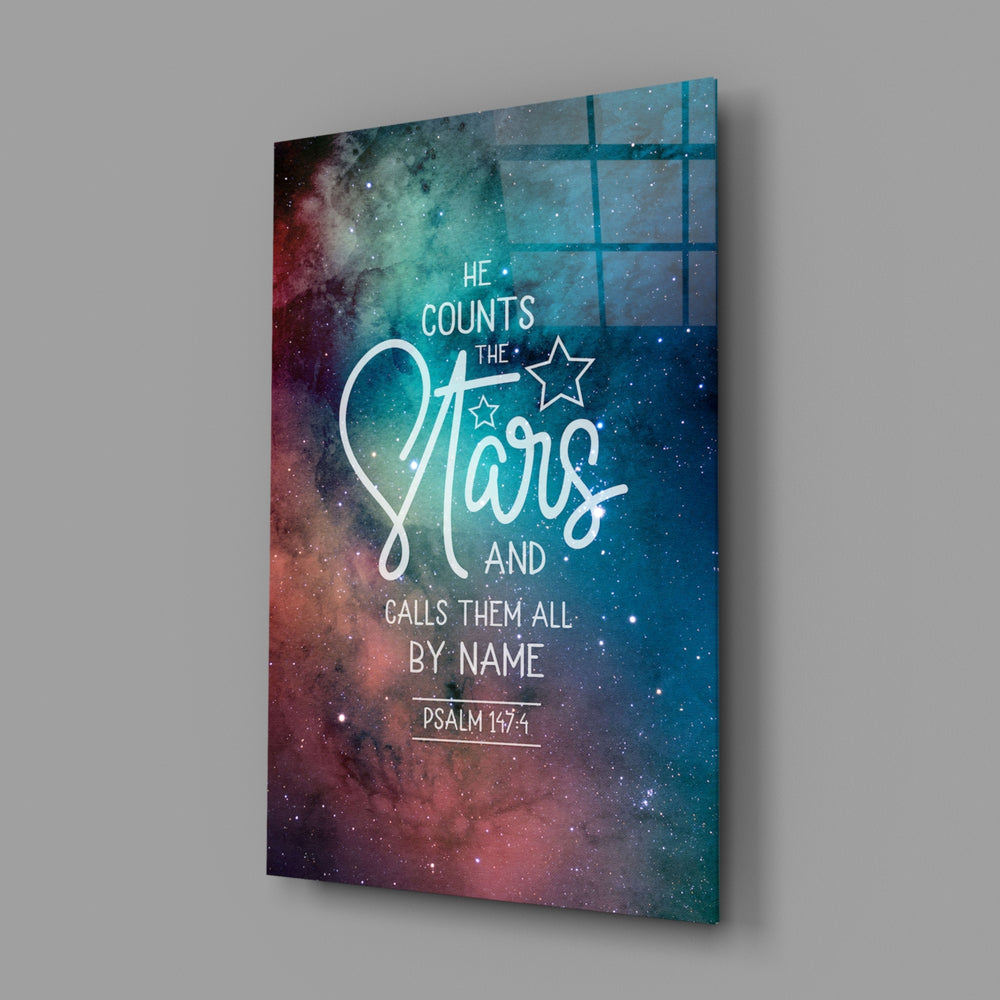 Scripture typography panel anchoring a home library wall