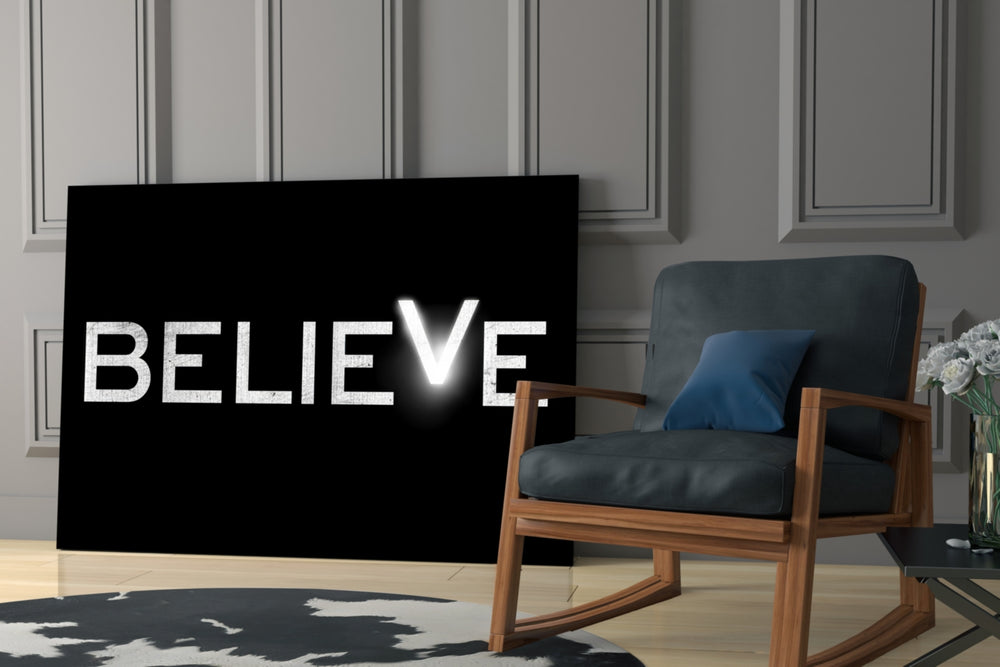 Motivational yatay panel against a moody dark-painted accent wall