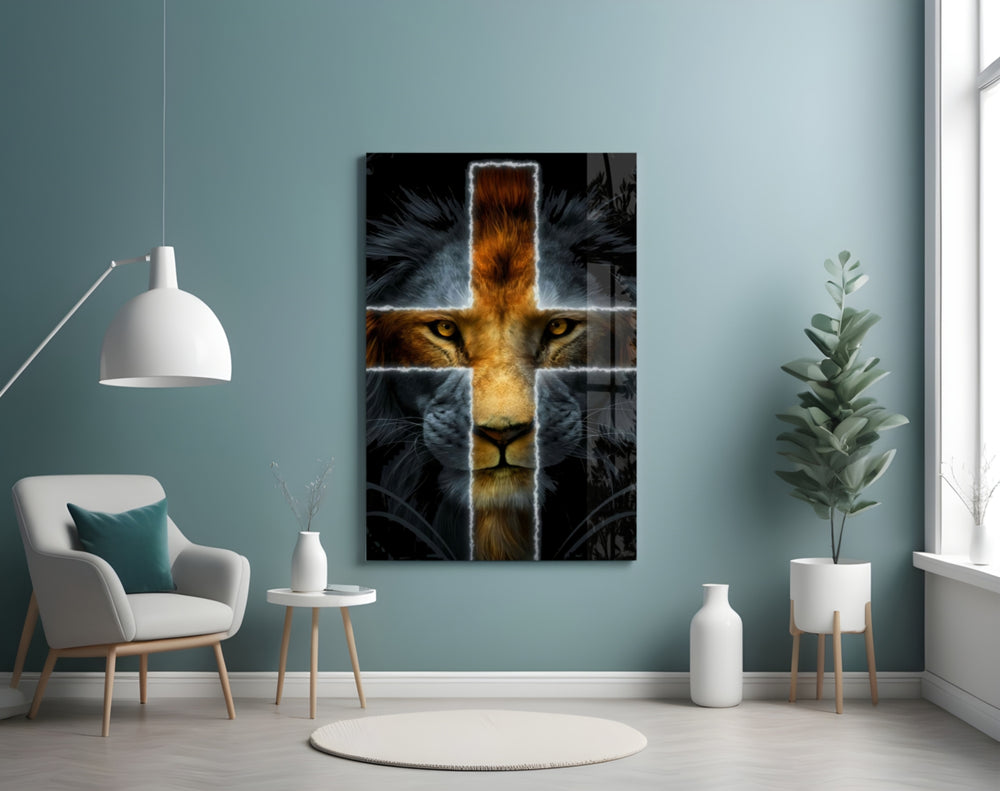 Lion artwork styled in a creative loft interior
