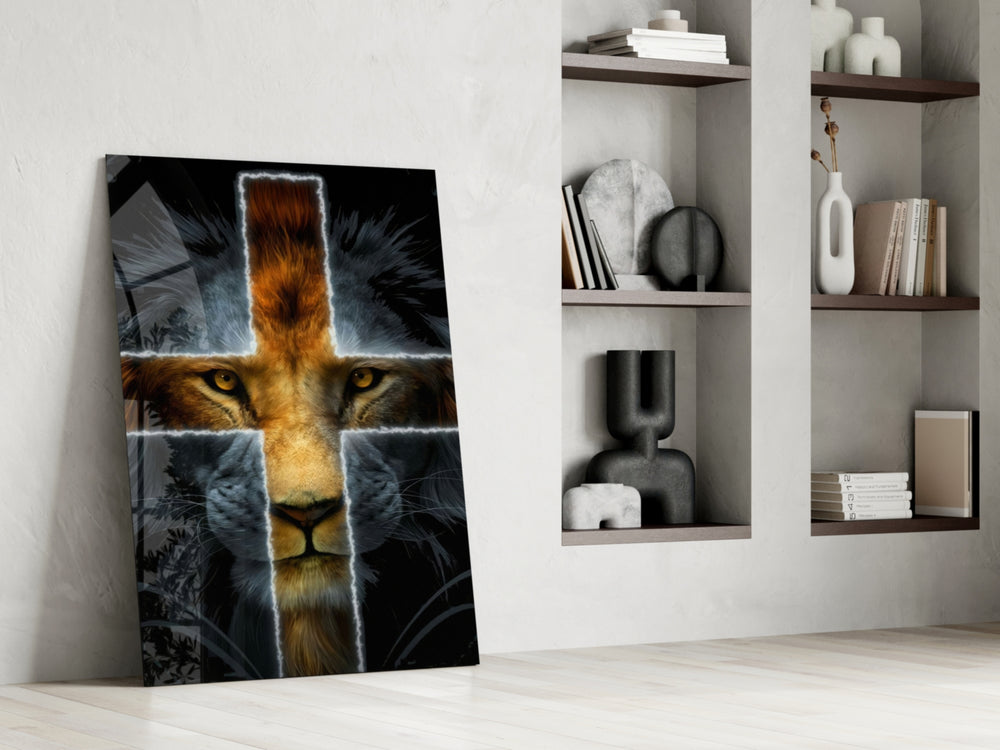 Sacred panel against a moody dark-painted accent wall