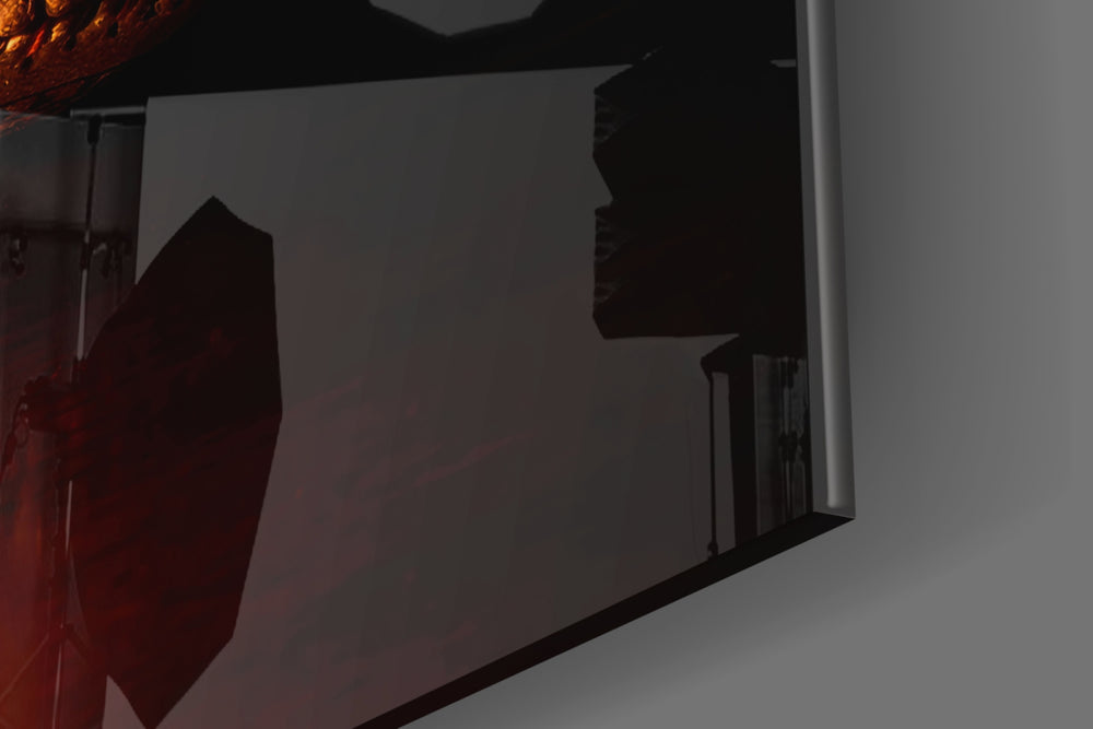 Cinematic artwork in a fan-cave lounge interior