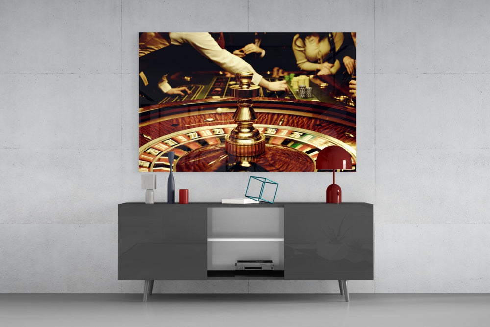 Gamble glass wall art catching light to reveal its painted felt