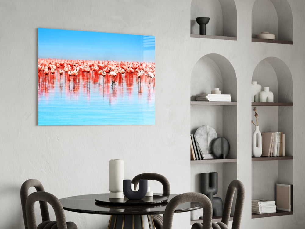 Wildlife glass print bringing tropical edge to a designer office