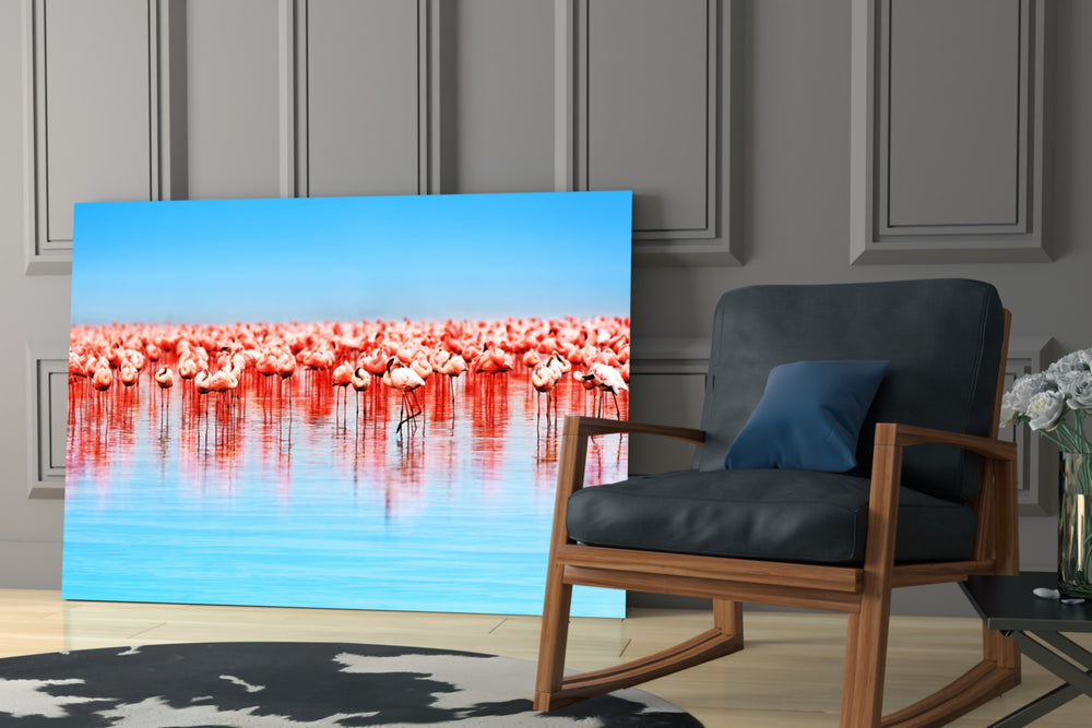 Wildlife yatay panel against a sky-blue painted accent wall