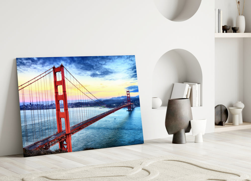 Close-up detail of Golden Gate daylight behind glass