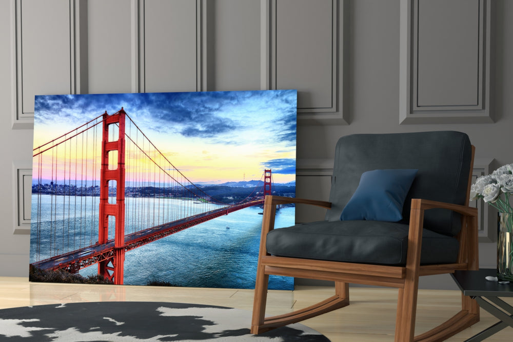 Cityscape yatay panel against a sky-blue painted accent wall