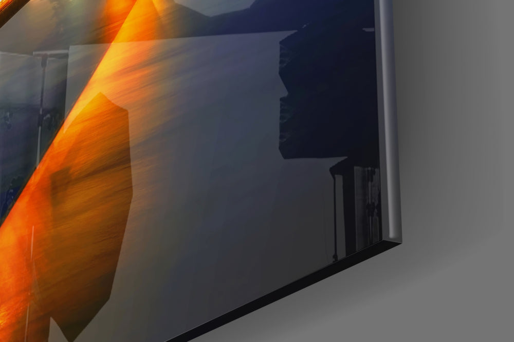 Cinematic artwork in a coastal-themed dining room