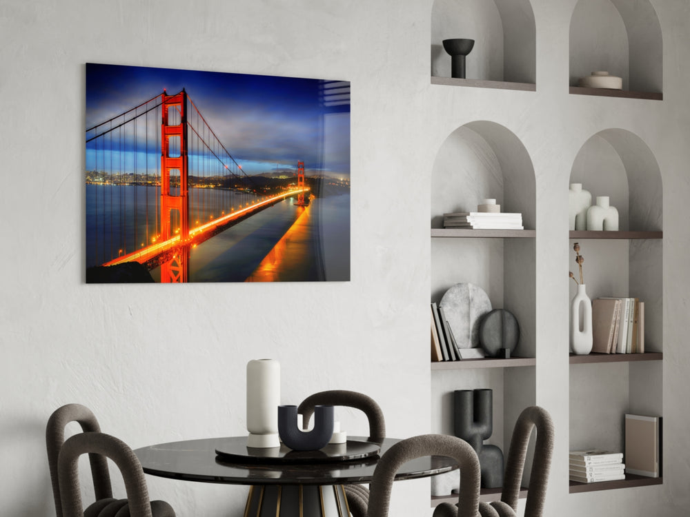 Cityscape glass print bringing San Francisco edge to a study