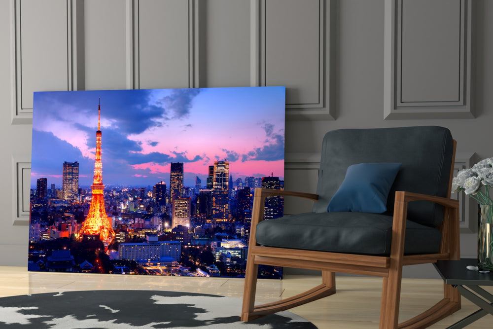 Cityscape yatay panel against a moody dark-painted accent wall