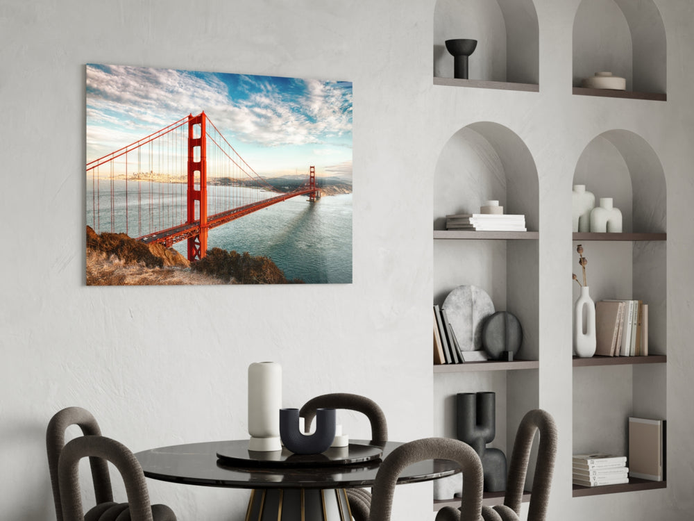 Cityscape glass print bringing San Francisco edge to a study