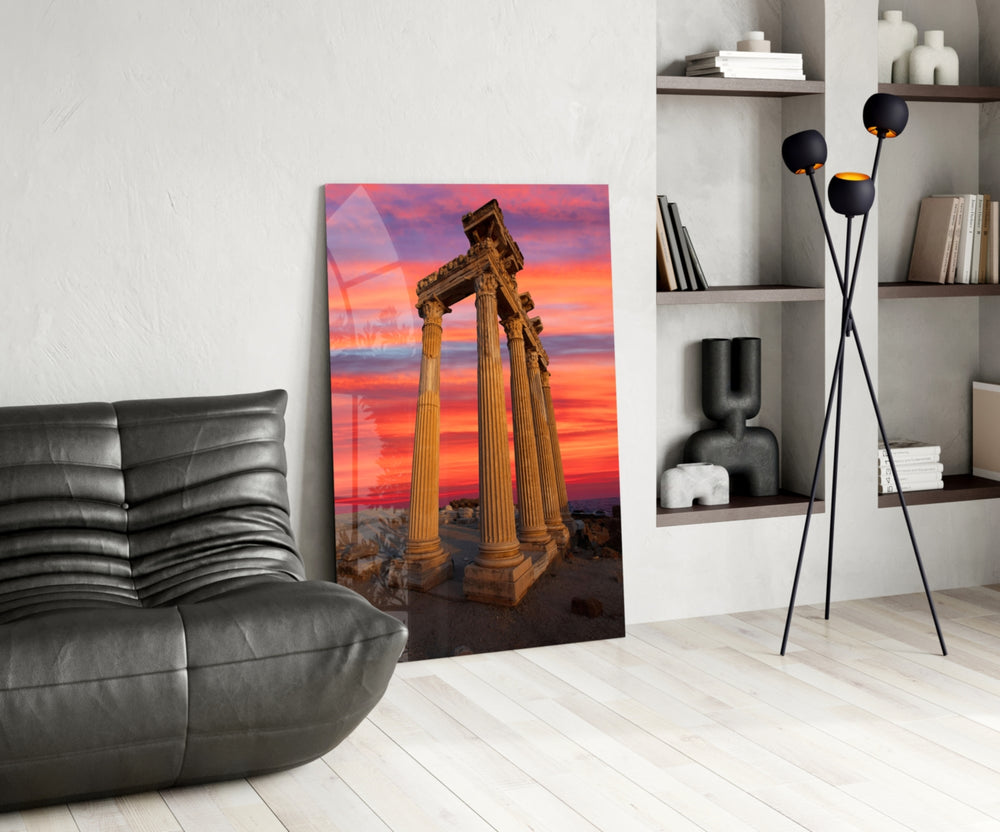 Archaeology glass print bringing Mediterranean edge to a designer office