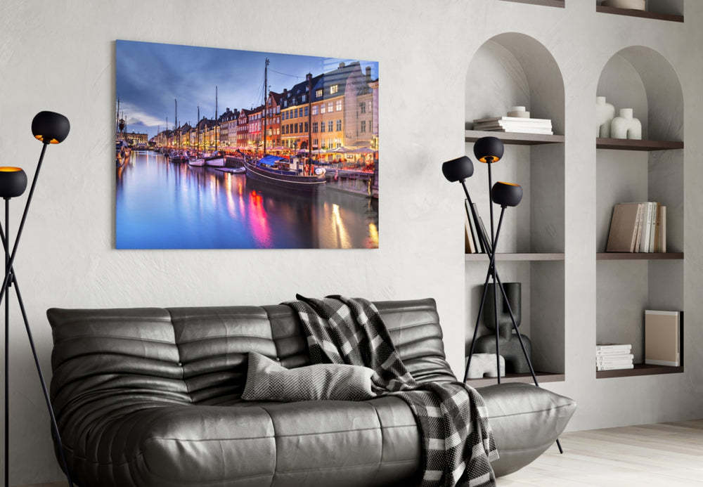 Nyhavn artwork styled in a master bedroom interior
