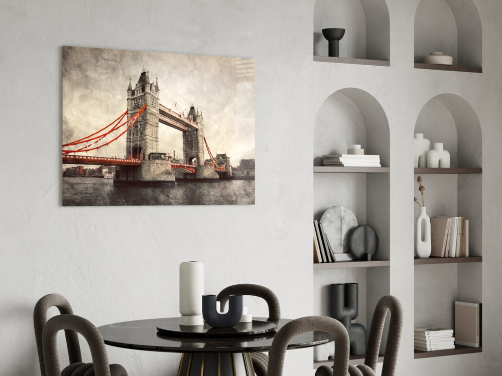 Cityscape glass print bringing British edge to a study