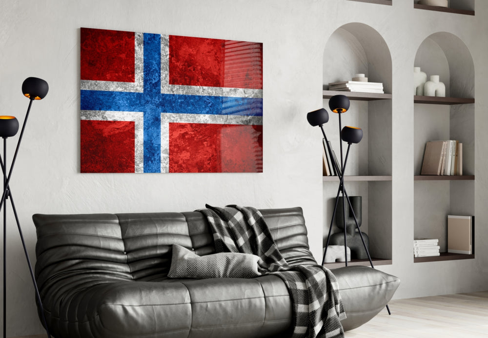 Flag of Norway artwork styled in a study interior