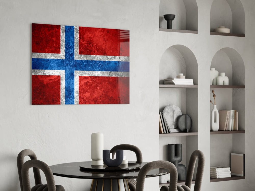 Patriotic glass print bringing Scandinavian edge to a hallway