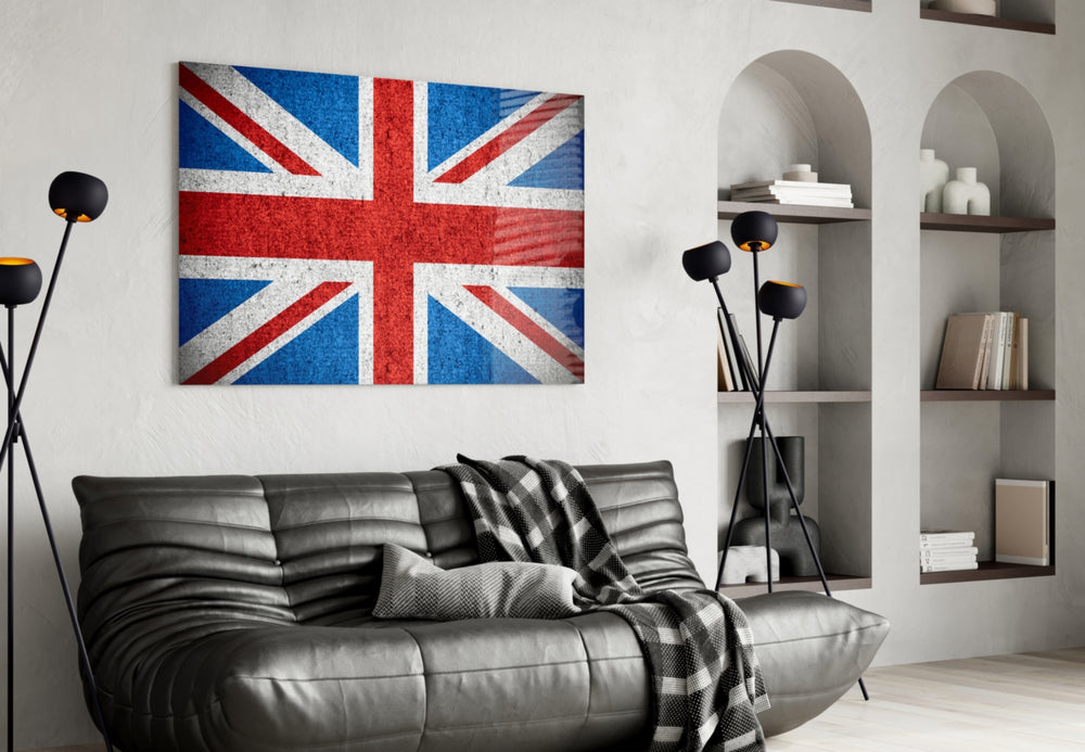 Flag of the United Kingdom artwork styled in a study interior