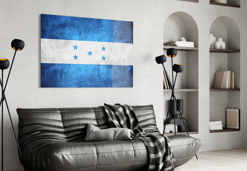 Flag of Honduras artwork styled in a study interior
