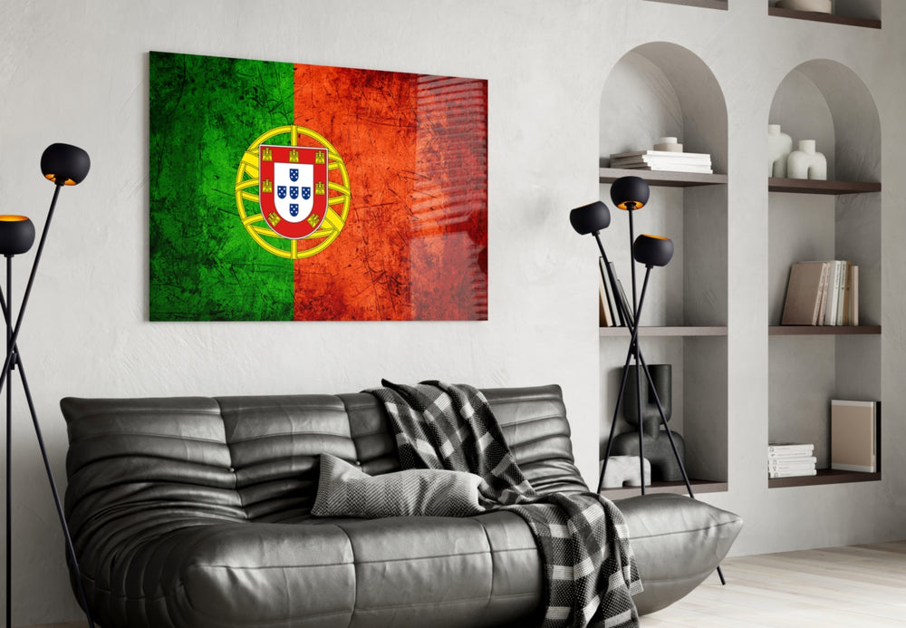 Flag of Portugal artwork styled in a study interior