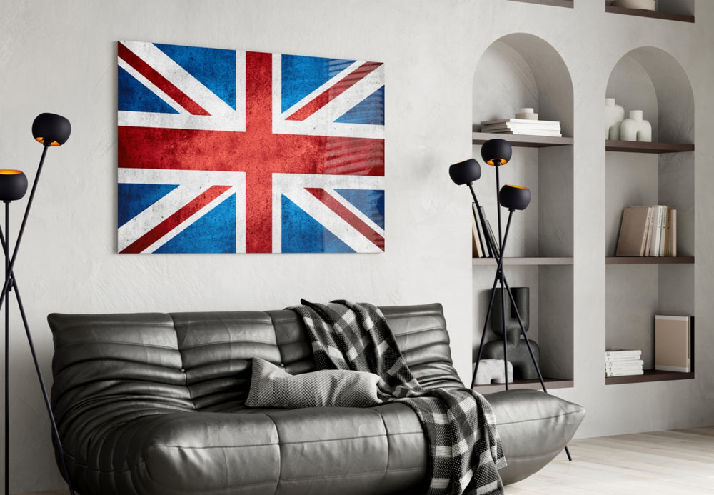 Flag of the United Kingdom artwork styled in a study interior