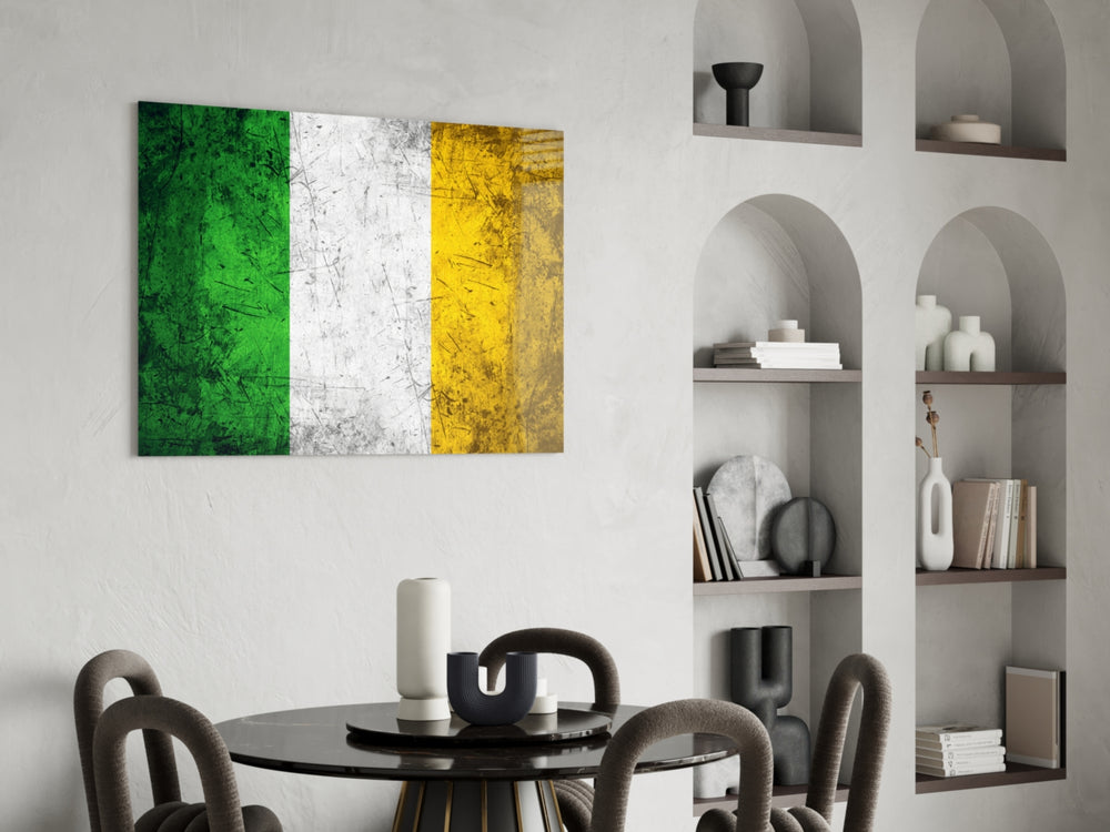 Patriotic glass print bringing Irish edge to a hallway