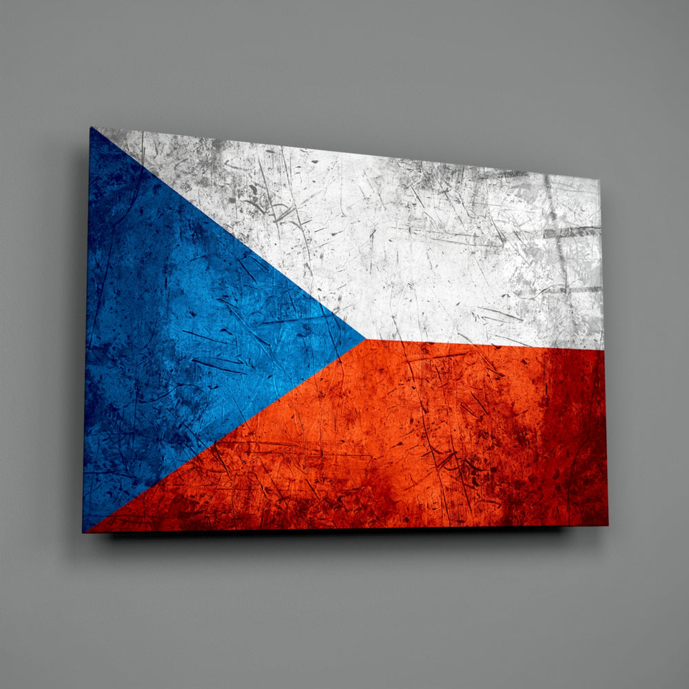 Patriotic panel anchoring a man cave wall