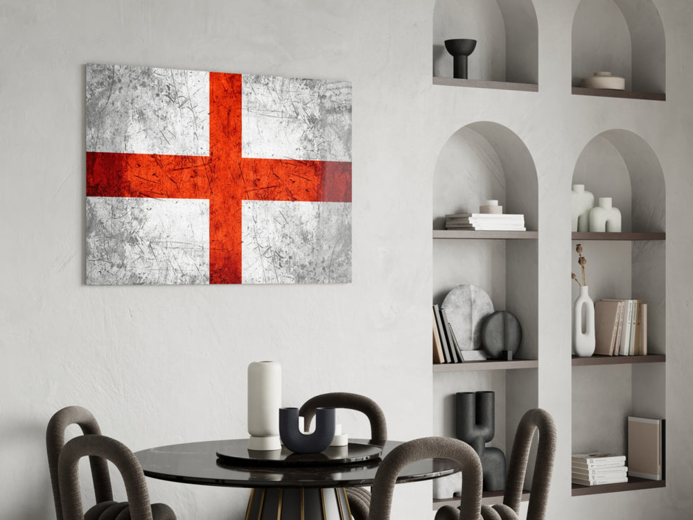 Patriotic glass print bringing English edge to a hallway