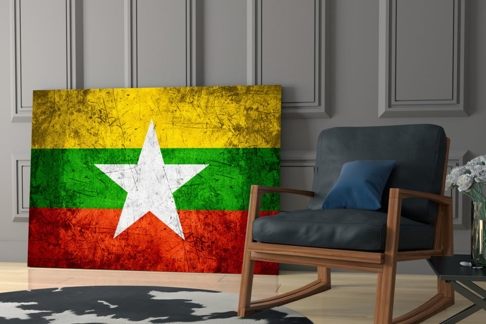 Patriotic yatay panel against an ivory-painted accent wall
