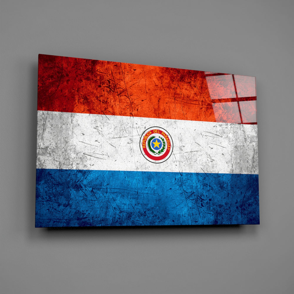 Patriotic panel anchoring a man cave wall