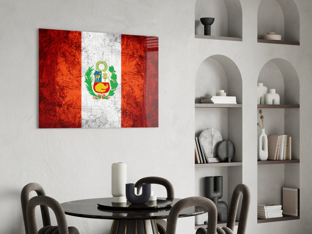 Patriotic glass print bringing Peruvian edge to a hallway