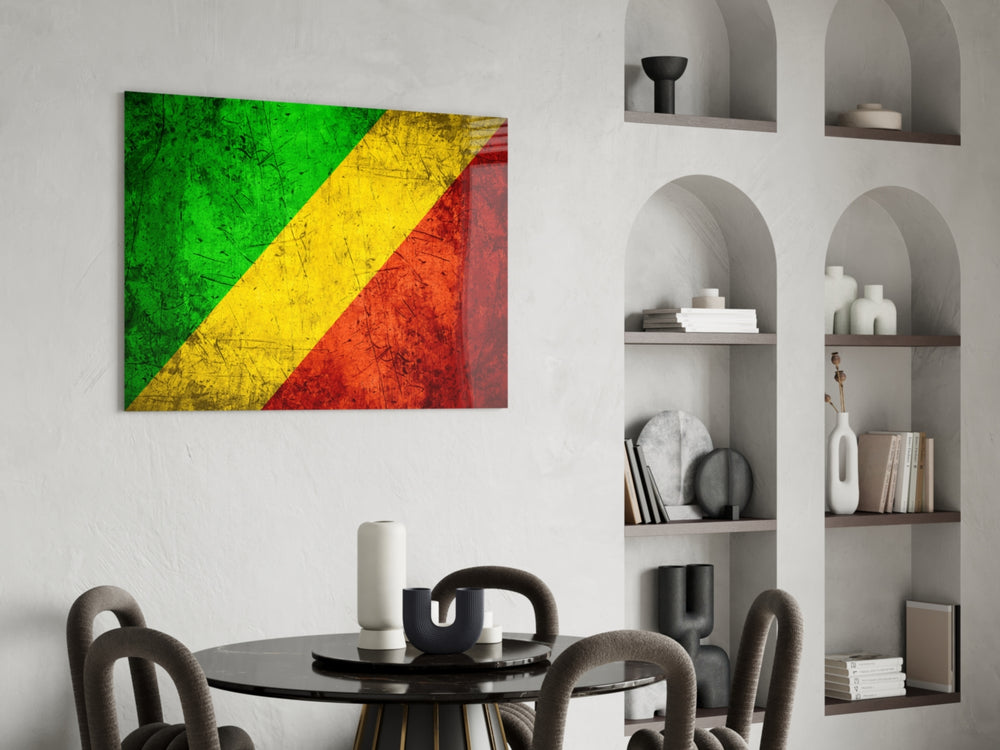 Patriotic glass print bringing Congolese edge to a hallway