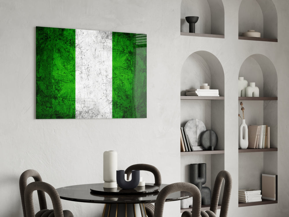 Patriotic glass print bringing Nigerian edge to a hallway