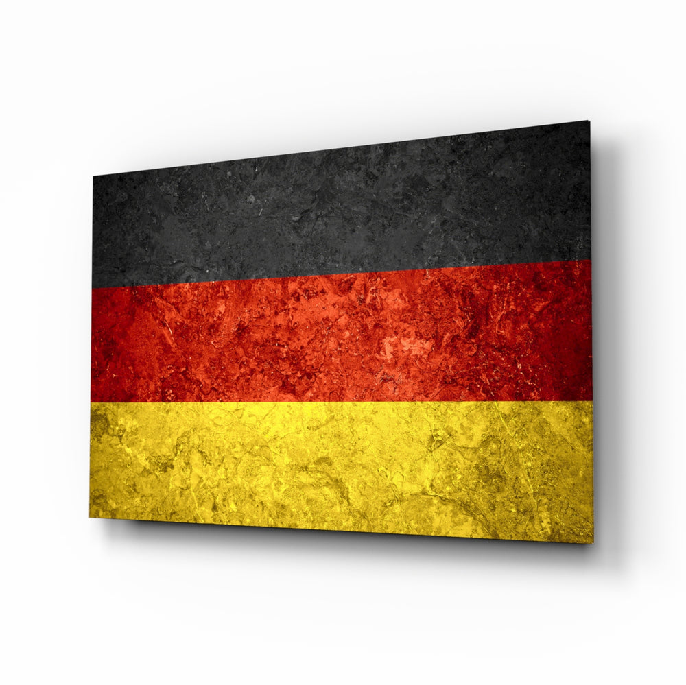 Flag of Germany glass wall art in a modern home office