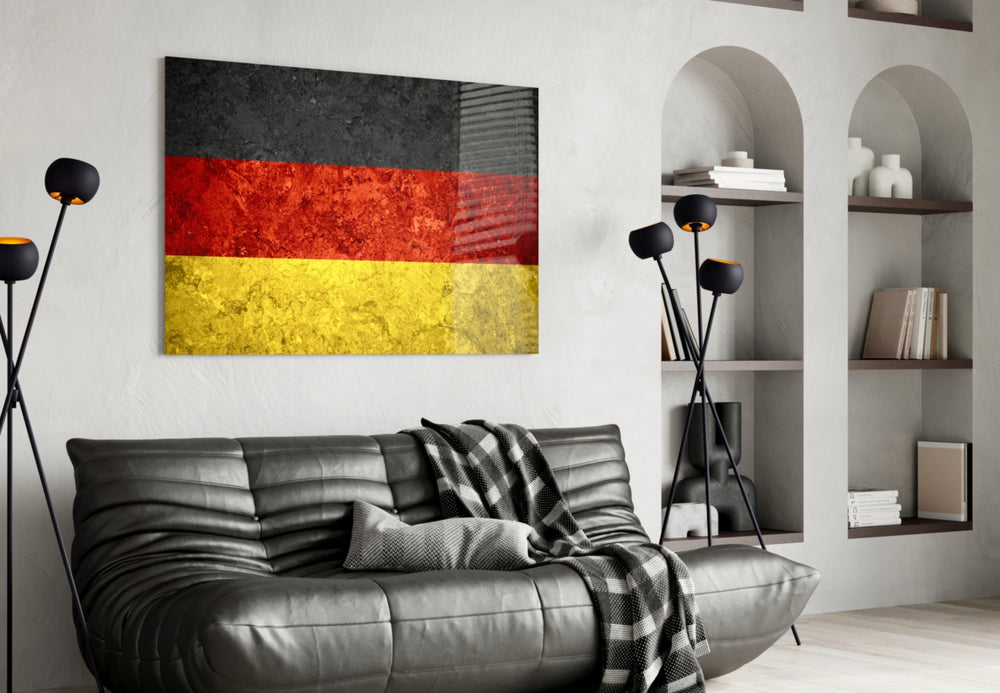 Flag of Germany artwork styled in a study interior