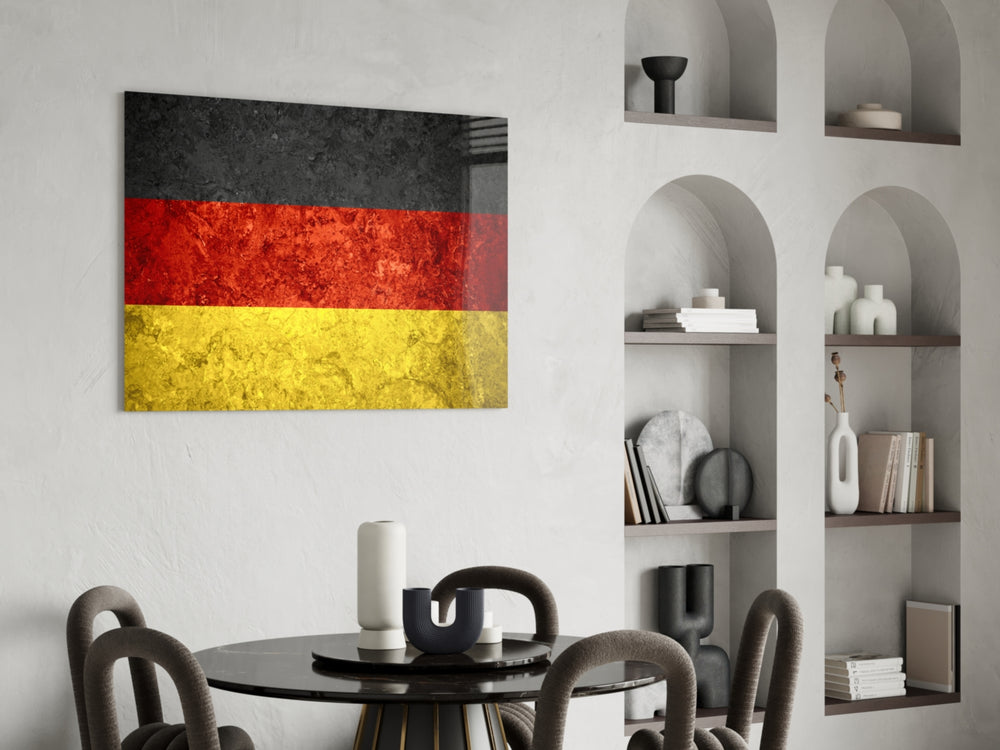 Patriotic glass print bringing German edge to a hallway