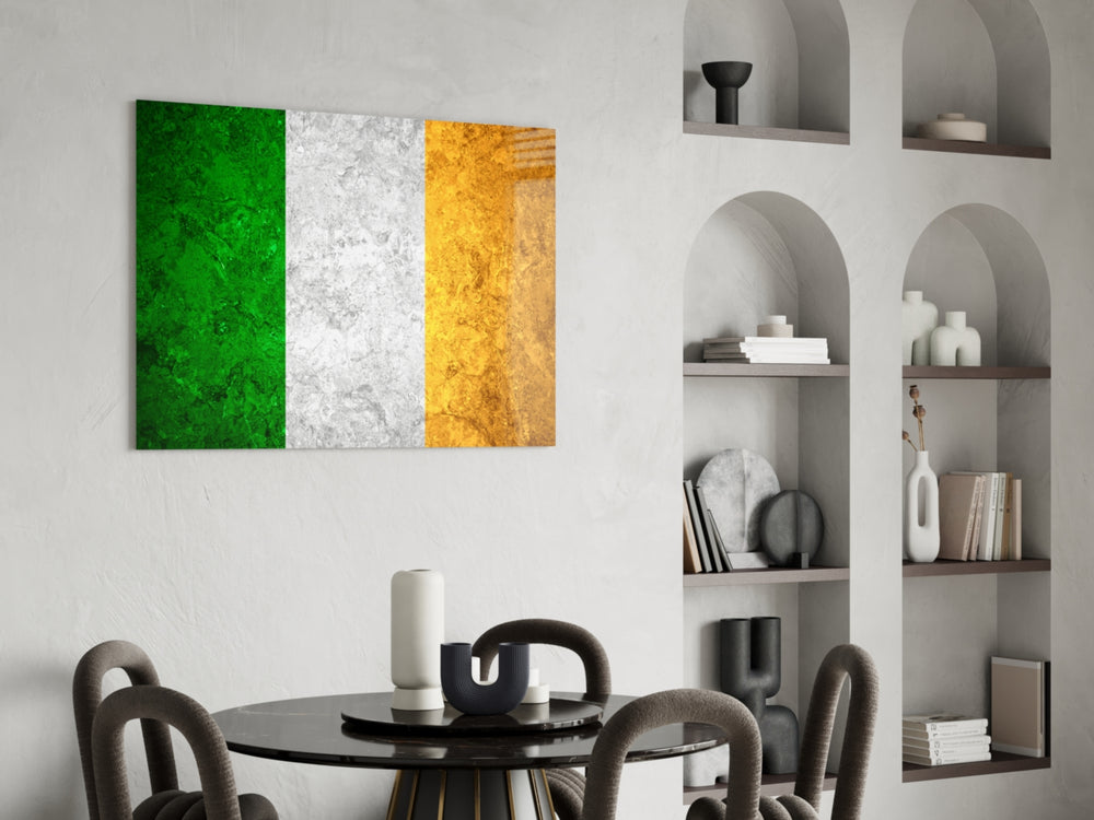 Patriotic glass print bringing Irish edge to a hallway
